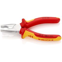 Knipex Kombizange isoliert mit Mehrkomponenten-Hüllen, VDE-geprüft verchromt 160 mm (SB-Karte/Blister) Nr. 03 06 160 SB