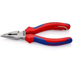 Knipex Spitz-Kombizange mit Mehrkomponenten-Hüllen, mit integrierter Befestigungsöse zum Anbringen einer Absturzsicherung schwarz atramentiert 145 mm (SB-Karte/Blister) Nr. 08 22 145 T BK