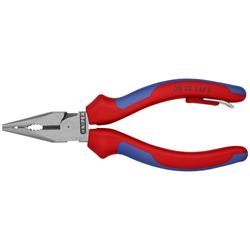 Knipex Spitz-Kombizange mit Mehrkomponenten-Hüllen, mit integrierter Befestigungsöse zum Anbringen einer Absturzsicherung schwarz atramentiert 145 mm (SB-Karte/Blister) Nr. 08 22 145 T BK