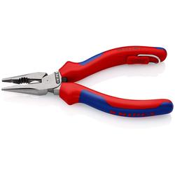 Knipex Spitz-Kombizange mit Mehrkomponenten-Hüllen, mit integrierter Befestigungsöse zum Anbringen einer Absturzsicherung schwarz atramentiert 145 mm Nr. 08 22 145 T