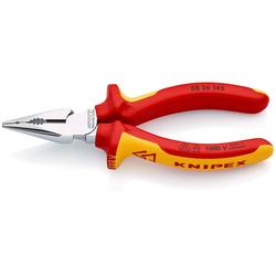 Knipex Spitz-Kombizange isoliert mit Mehrkomponenten-Hüllen, VDE-geprüft verchromt 145 mm (SB-Karte/Blister) Nr. 08 26 145 SB