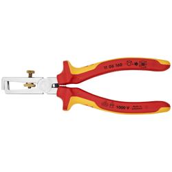 Knipex Abisolierzange mit Öffnungsfeder, universal isoliert mit Mehrkomponenten-Hüllen, VDE-geprüft verchromt 160 mm (SB-Karte/Blister) Nr. 11 06 160 SB