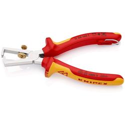 Knipex Abisolierzange mit Öffnungsfeder, universal isoliert mit Mehrkomponenten-Hüllen, VDE-geprüft, mit integrierter isolierter Befestigungsöse zum Anbringen einer Absturzsicherung verchromt 160 mm Nr. 11 06 160 T