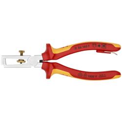 Knipex Abisolierzange mit Öffnungsfeder, universal isoliert mit Mehrkomponenten-Hüllen, VDE-geprüft, mit integrierter isolierter Befestigungsöse zum Anbringen einer Absturzsicherung verchromt 160 mm Nr. 11 06 160 T