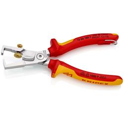 Knipex StriX® Abisolierzangen mit Kabelschere isoliert mit Mehrkomponenten-Hüllen, VDE-geprüft, mit integrierter isolierter Befestigungsöse zum Anbringen einer Absturzsicherung verchromt 180 mm Nr. 13 66 180 T
