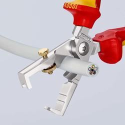 Knipex StriX® Abisolierzangen mit Kabelschere isoliert mit Mehrkomponenten-Hüllen, VDE-geprüft, mit integrierter isolierter Befestigungsöse zum Anbringen einer Absturzsicherung verchromt 180 mm Nr. 13 66 180 T