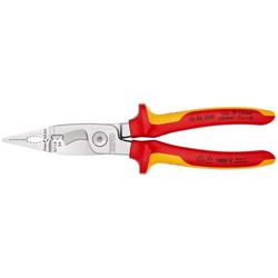 Knipex Elektro-Installationszange isoliert mit Mehrkomponenten-Hüllen, VDE-geprüft verchromt 200 mm (SB-Karte/Blister) Nr. 13 86 200 SB
