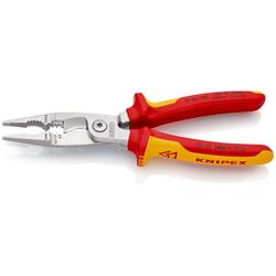 Knipex Elektro-Installationszange isoliert mit Mehrkomponenten-Hüllen, VDE-geprüft verchromt 200 mm (SB-Karte/Blister) Nr. 13 86 200 SB