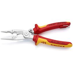 Knipex Elektro-Installationszange isoliert mit Mehrkomponenten-Hüllen, VDE-geprüft, mit integrierter isolierter Befestigungsöse zum Anbringen einer Absturzsicherung verchromt 200 mm (SB-Karte/Blister) Nr. 13 96 200 T BK