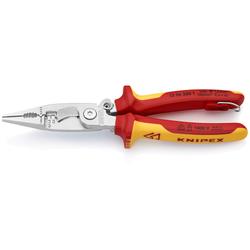 Knipex Elektro-Installationszange isoliert mit Mehrkomponenten-Hüllen, VDE-geprüft, mit integrierter isolierter Befestigungsöse zum Anbringen einer Absturzsicherung verchromt 200 mm Nr. 13 96 200 T