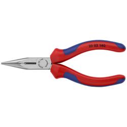 Knipex Flachrundzange mit Schneide (Radiozange) mit Mehrkomponenten-Hüllen schwarz atramentiert 140 mm (SB-Karte/Blister) Nr. 25 02 140 SB