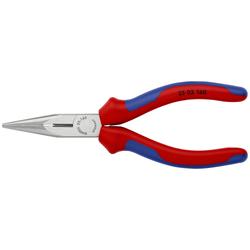Knipex Flachrundzange mit Schneide (Radiozange) mit Mehrkomponenten-Hüllen schwarz atramentiert 160 mm (SB-Karte/Blister) Nr. 25 02 160 SB
