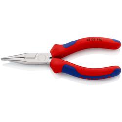 Knipex Flachrundzange mit Schneide (Radiozange) mit Mehrkomponenten-Hüllen verchromt 140 mm Nr. 25 05 140