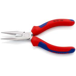 Knipex Flachrundzange mit Schneide (Radiozange) mit Mehrkomponenten-Hüllen verchromt 140 mm Nr. 25 05 140