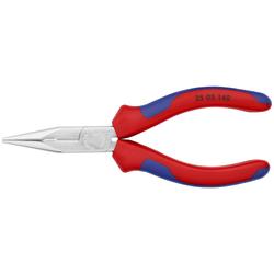 Knipex Flachrundzange mit Schneide (Radiozange) mit Mehrkomponenten-Hüllen verchromt 140 mm Nr. 25 05 140