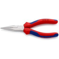 Knipex Flachrundzange mit Schneide (Radiozange) mit Mehrkomponenten-Hüllen verchromt 160 mm (SB-Karte/Blister) Nr. 25 05 160 SB