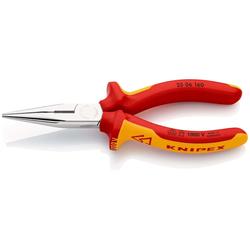 Knipex Flachrundzange mit Schneide (Radiozange) isoliert mit Mehrkomponenten-Hüllen, VDE-geprüft verchromt 160 mm (SB-Karte/Blister) Nr. 25 06 160 SB