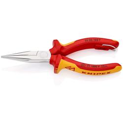 Knipex Flachrundzange mit Schneide (Radiozange) isoliert mit Mehrkomponenten-Hüllen, VDE-geprüft, mit integrierter isolierter Befestigungsöse zum Anbringen einer Absturzsicherung verchromt 160 mm (SB-Karte/Blister) Nr. 25 06 160 T BK