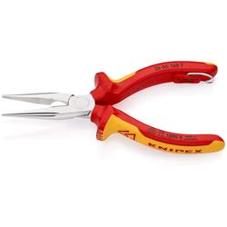 Knipex Flachrundzange mit Schneide (Radiozange) isoliert mit Mehrkomponenten-Hüllen, VDE-geprüft, mit integrierter isolierter Befestigungsöse zum Anbringen einer Absturzsicherung verchromt 160 mm Nr. 25 06 160 T