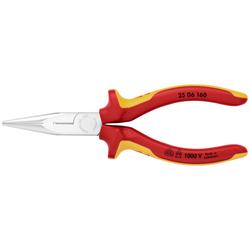 Knipex Flachrundzange mit Schneide (Radiozange) isoliert mit Mehrkomponenten-Hüllen, VDE-geprüft verchromt 160 mm Nr. 25 06 160