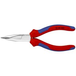 Knipex Flachrundzange mit Schneide (Radiozange) mit Mehrkomponenten-Hüllen verchromt 160 mm Nr. 25 25 160