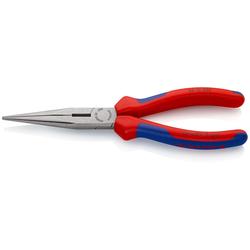 Knipex Flachrundzange mit Schneide (Storchschnabelzange) mit Mehrkomponenten-Hüllen schwarz atramentiert 200 mm (SB-Karte/Blister) Nr. 26 12 200 SB