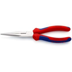 Knipex Flachrundzange mit Schneide (Storchschnabelzange) mit Mehrkomponenten-Hüllen verchromt 200 mm (SB-Karte/Blister) Nr. 26 15 200 SB