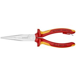 Knipex Flachrundzange mit Schneide (Storchschnabelzange) isoliert mit Mehrkomponenten-Hüllen, VDE-geprüft, mit integrierter isolierter Befestigungsöse zum Anbringen einer Absturzsicherung verchromt 200 mm Nr. 26 16 200 T