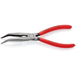 Knipex Flachrundzange mit Schneide (Storchschnabelzange) mit Kunststoff überzogen schwarz atramentiert 200 mm (SB-Karte/Blister) Nr. 26 21 200 SB