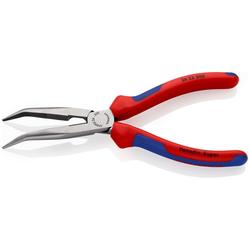 Knipex Flachrundzange mit Schneide (Storchschnabelzange) mit Mehrkomponenten-Hüllen schwarz atramentiert 200 mm (SB-Karte/Blister) Nr. 26 22 200 SB