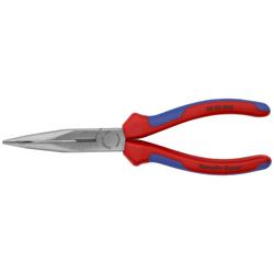 Knipex Flachrundzange mit Schneide (Storchschnabelzange) mit Mehrkomponenten-Hüllen schwarz atramentiert 200 mm (SB-Karte/Blister) Nr. 26 22 200 SB