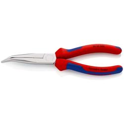 Knipex Flachrundzange mit Schneide (Storchschnabelzange) mit Mehrkomponenten-Hüllen verchromt 200 mm (SB-Karte/Blister) Nr. 26 25 200 SB