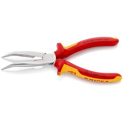 Knipex Flachrundzange mit Schneide (Storchschnabelzange) isoliert mit Mehrkomponenten-Hüllen, VDE-geprüft verchromt 200 mm (SB-Karte/Blister) Nr. 26 26 200 SB