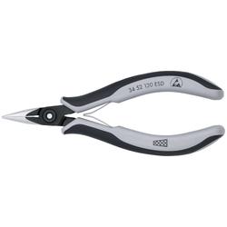 Knipex Präzisions-Elektronik-Greifzange ESD mit Mehrkomponenten-Hüllen brüniert 130 mm Nr. 34 52 130 ESD