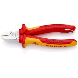 Knipex Seitenschneider isoliert mit Mehrkomponenten-Hüllen, VDE-geprüft, mit integrierter isolierter Befestigungsöse zum Anbringen einer Absturzsicherung verchromt 160 mm (SB-Karte/Blister) Nr. 70 06 160 T BK
