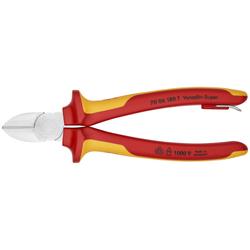 Knipex Seitenschneider isoliert mit Mehrkomponenten-Hüllen, VDE-geprüft, mit integrierter isolierter Befestigungsöse zum Anbringen einer Absturzsicherung verchromt 180 mm Nr. 70 06 180 T