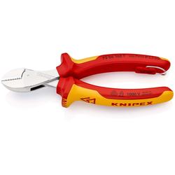 Knipex X-Cut® Kompakt-Seitenschneider isoliert mit Mehrkomponenten-Hüllen, VDE-geprüft, mit integrierter isolierter Befestigungsöse zum Anbringen einer Absturzsicherung verchromt 160 mm (SB-Karte/Blister) Nr. 73 06 160 T BK