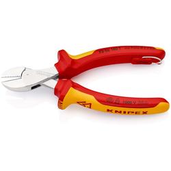 Knipex X-Cut® Kompakt-Seitenschneider isoliert mit Mehrkomponenten-Hüllen, VDE-geprüft, mit integrierter isolierter Befestigungsöse zum Anbringen einer Absturzsicherung verchromt 160 mm (SB-Karte/Blister) Nr. 73 06 160 T BK