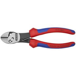 Knipex TwinForce® Hochleistungs-Seitenschneider mit Öffnungsfeder mit Mehrkomponenten-Hüllen schwarz atramentiert 180 mm Nr. 73 72 180 F