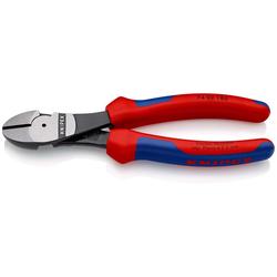 Knipex Kraft-Seitenschneider mit Mehrkomponenten-Hüllen schwarz atramentiert 180 mm (SB-Karte/Blister) Nr. 74 02 180 SB
