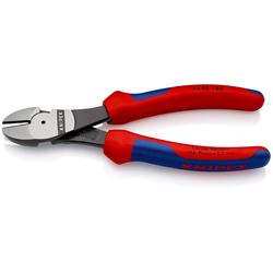 Knipex Kraft-Seitenschneider mit Mehrkomponenten-Hüllen schwarz atramentiert 180 mm (SB-Karte/Blister) Nr. 74 02 180 SB