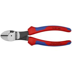 Knipex Kraft-Seitenschneider mit Mehrkomponenten-Hüllen schwarz atramentiert 180 mm (SB-Karte/Blister) Nr. 74 02 180 SB