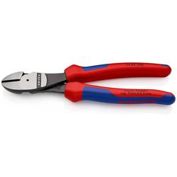 Knipex Kraft-Seitenschneider mit Mehrkomponenten-Hüllen schwarz atramentiert 200 mm (SB-Karte/Blister) Nr. 74 02 200 SB