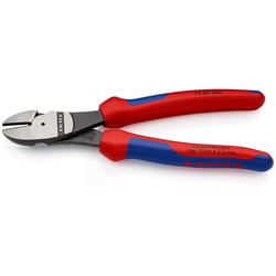 Knipex Kraft-Seitenschneider mit Mehrkomponenten-Hüllen schwarz atramentiert 200 mm (SB-Karte/Blister) Nr. 74 02 200 SB