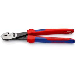Knipex Kraft-Seitenschneider mit Mehrkomponenten-Hüllen, mit integrierter Befestigungsöse zum Anbringen einer Absturzsicherung schwarz atramentiert 250 mm (SB-Karte/Blister) Nr. 74 02 250 T BK