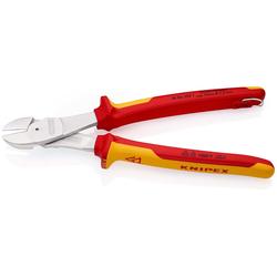 Knipex Kraft-Seitenschneider isoliert mit Mehrkomponenten-Hüllen, VDE-geprüft, mit integrierter isolierter Befestigungsöse zum Anbringen einer Absturzsicherung verchromt 250 mm (SB-Karte/Blister) Nr. 74 06 250 T BK