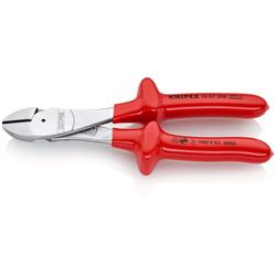 Knipex Kraft-Seitenschneider tauchisoliert, VDE-geprüft verchromt 200 mm Nr. 74 07 200