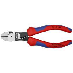 Knipex Kraft-Seitenschneider mit Mehrkomponenten-Hüllen schwarz atramentiert 160 mm (SB-Karte/Blister) Nr. 74 12 160 SB