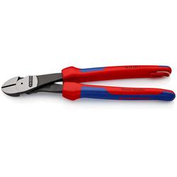 Knipex Kraft-Seitenschneider mit Mehrkomponenten-Hüllen, mit integrierter Befestigungsöse zum Anbringen einer Absturzsicherung schwarz atramentiert 250 mm (SB-Karte/Blister) Nr. 74 22 250 T BK
