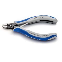Knipex Präzisions-Elektronik-Seitenschneider z. B. zum Öffnen von Kunststoff-Kabelverbindern mit Mehrkomponenten-Hüllen brüniert 125 mm Nr. 79 02 125 S1